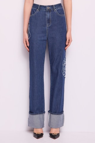 Calças de ganga palazzo - Azul-marinho