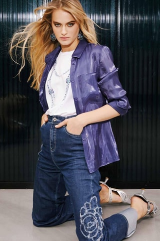 Calças de ganga palazzo - Azul-marinho