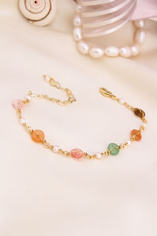 Armband - Doublé Geelgoud en Kattenogen