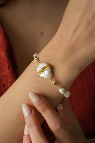Schakelarmband - Goudkleurig en Wit