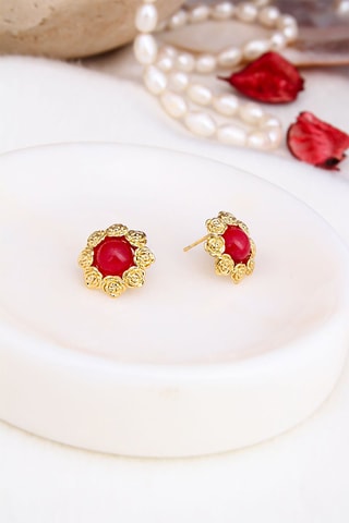 Oorbellen Doublé Geelgoud en Koraal