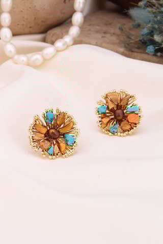 Oorbellen - Bruin en Goudkleurig