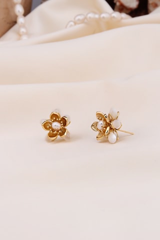 Oorbellen - Goudkleurig en Wit