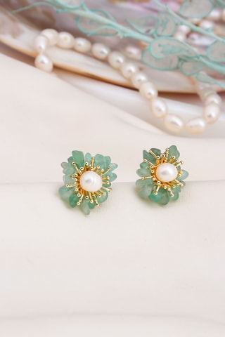 Oorbellen Doublé Geelgoud, Agaten en Cultivéparels