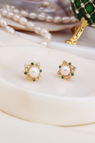 Oorbellen Doublé Geelgoud en Cultivéparels