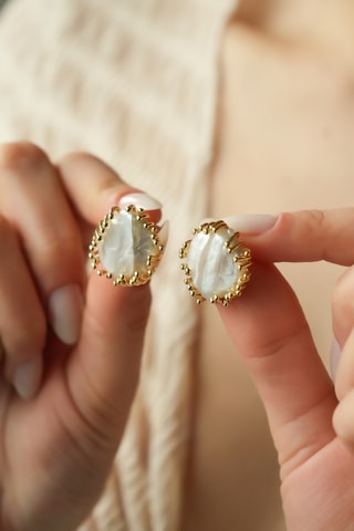 Oorbellen Goudkleurig en Wit