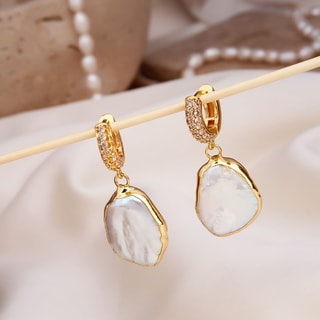 Oorbellen - Messing Doublé Goud & Parel