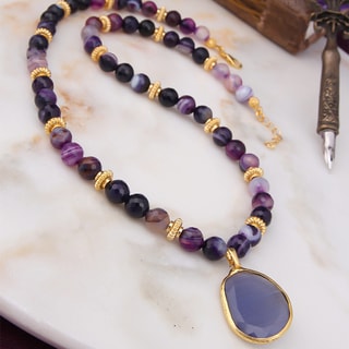 Ketting - Messing Doublé Goud en Agaat