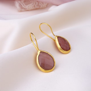 Oorbellen - Messing Doublé Goud & Zonnesteen