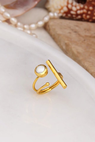 Ring – Doublé Geelgoud en Cultivéparels