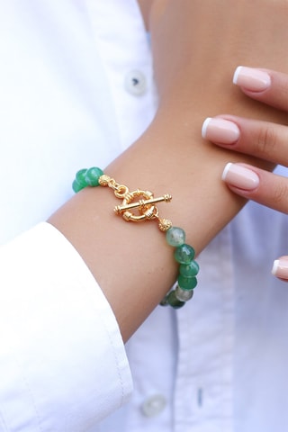 Armband - Agaten - Doublé Geelgoud