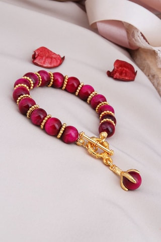 Armband - Doublé Geelgoud en Koraal