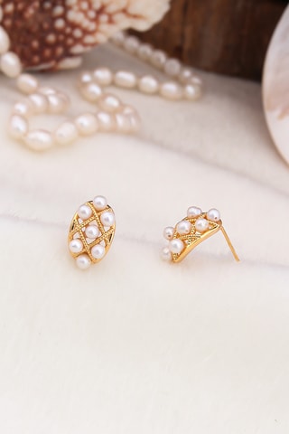 Oorbellen - Goudkleurig en Wit