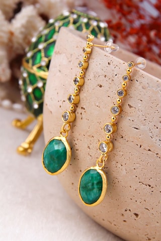 Oorbellen - Verguld Metaal Agaat