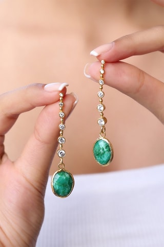 Oorbellen - Verguld Metaal Agaat