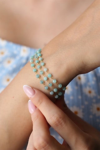 Armband - Doublé Geelgoud en Amazonieten