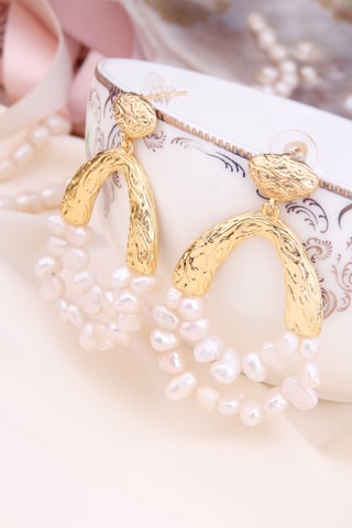 Oorbellen - Goudkleurig en Wit