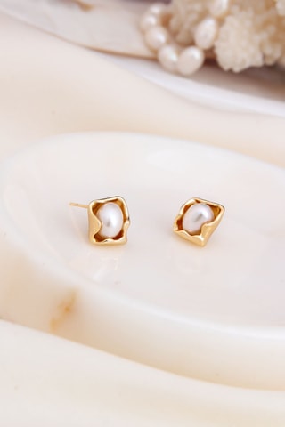 Oorbellen – Doublé Geelgoud en Cultivéparels