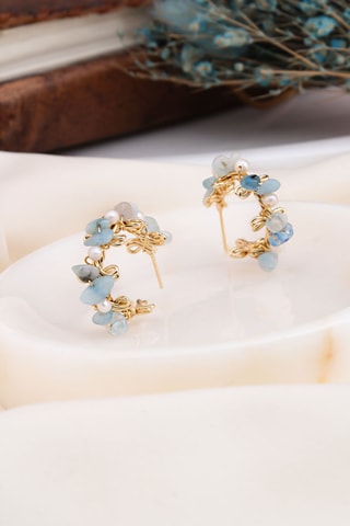 Halve Creolen – Doublé Geelgoud, Opaal en Cultivéparels