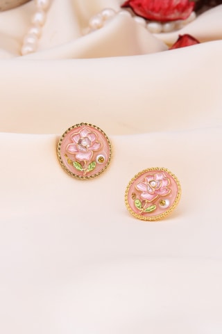 Oorbellen - Poederroze en Goudkleurig