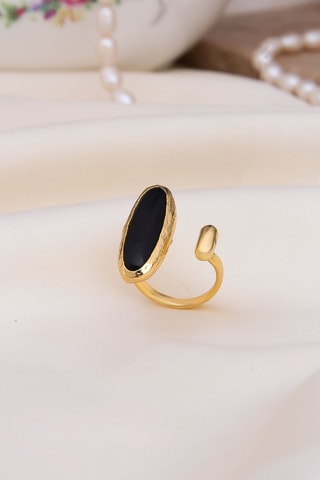 Ring - Doublé Geelgoud en Labradoriet 