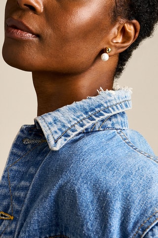 Boucles d'oreilles - Doré et blanc