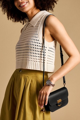 Sac bandoulière en cuir - Noir