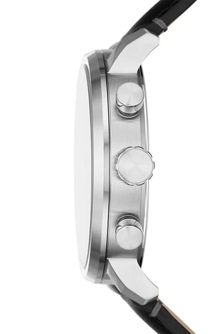 Montre à quartz en cuir Rhett - Noir et argenté