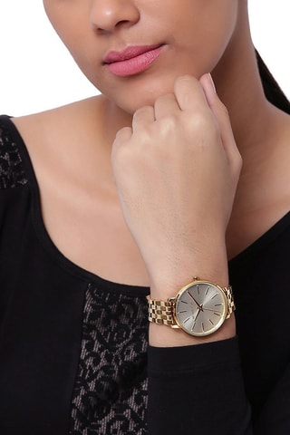 Montre à quartz en acier - Doré