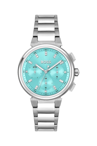 Montre à quartz en acier - Chronographe - Argenté