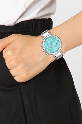 Montre à quartz en acier - Chronographe - Argenté