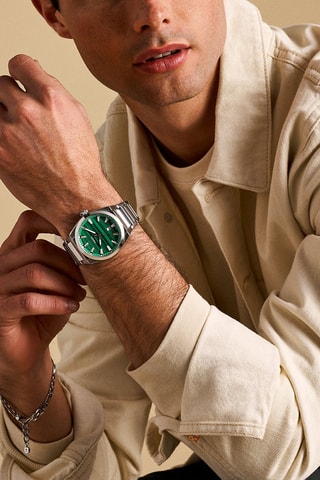 Montre à quartz en acier - Argenté et vert