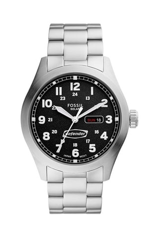 Montre solaire en acier - Argenté et noir