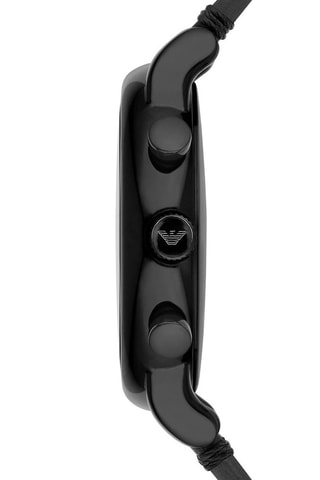 Montre à quartz en cuir - Chronographe - Noir