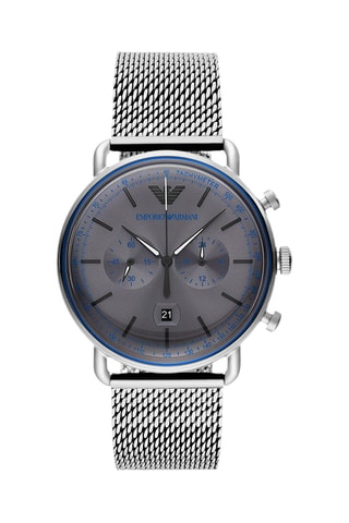 Montre à quartz en acier - Chronographe - Argenté