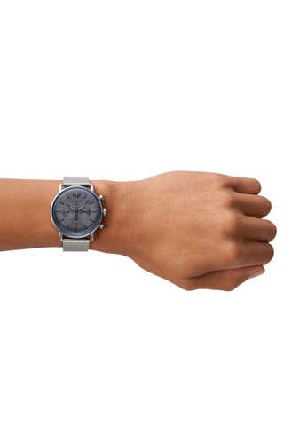 Montre à quartz en acier - Chronographe - Argenté