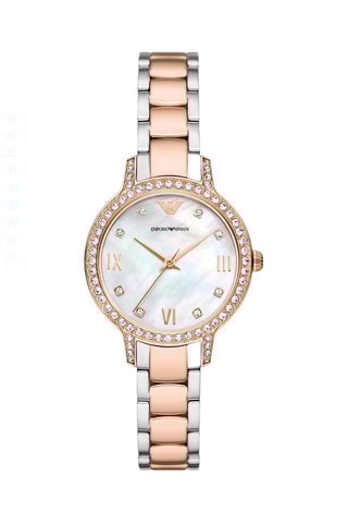 Montre à quartz en acier - Argenté et doré rose