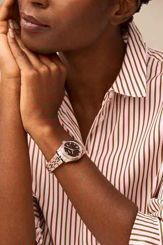 Montre à quartz en acier inoxydable - Doré rose et marron