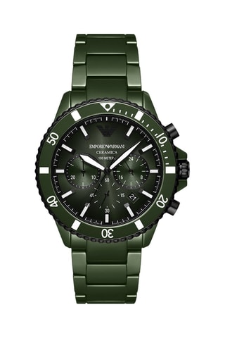 Montre à quartz en céramique - Chronographe - Vert et noir