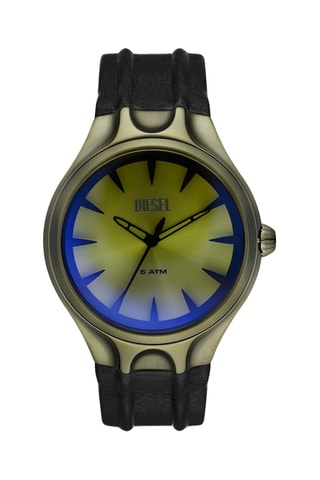 Montre à quartz en cuir - Noir et vert