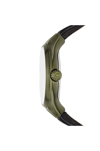 Montre à quartz en cuir - Noir et vert