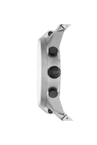 Montre à quartz en cuir et acier - Chronographe - Noir et argenté