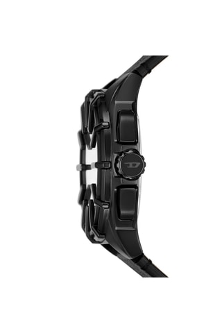 Montre à quartz en cuir - Chronographe - Noir et rouge