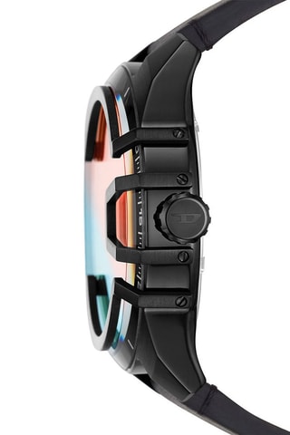 Montre à quartz en cuir - Noir et rouge