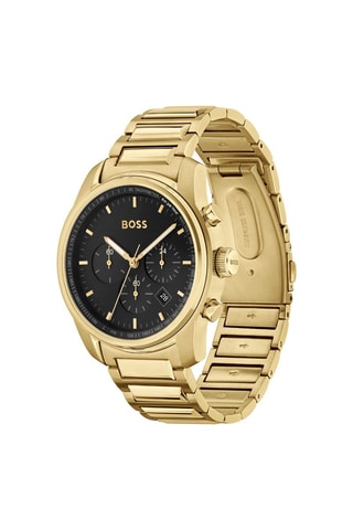 Montre à quartz en acier - Tachymètre et chronographe - Plaqué or jaune