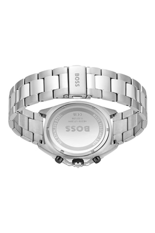 Montre à quartz en acier - Tachymètre et chronographe - Argenté et noir