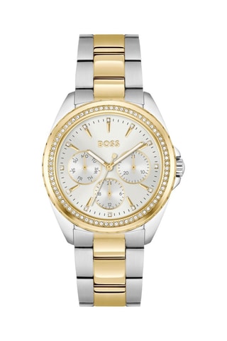 Montre à quartz en acier - Chronographe - Argenté et doré