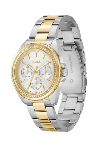 Montre à quartz en acier - Chronographe - Argenté et doré