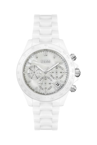 Montre à quartz en céramique - Tachymètre et chronographe - Blanc