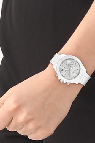 Montre à quartz en céramique - Tachymètre et chronographe - Blanc